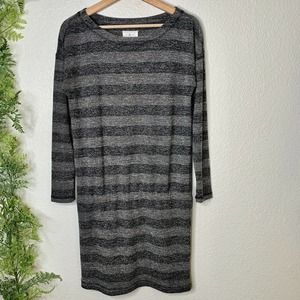 🌳 Lou & Grey Marled Sweater Dress Gray Striped XS